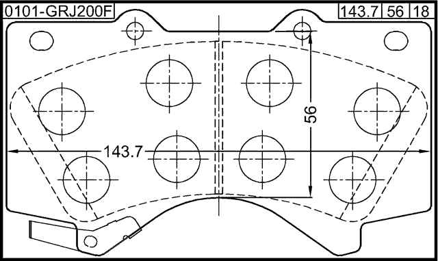 0101-GRJ200F - PAD KIT, DISC BRAKE, FRONT