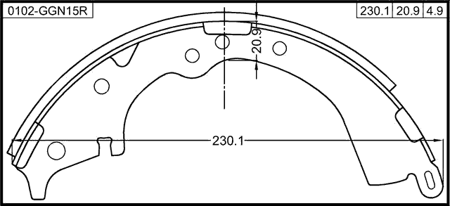 0102-GGN15R - SHOE KIT, REAR BRAKE