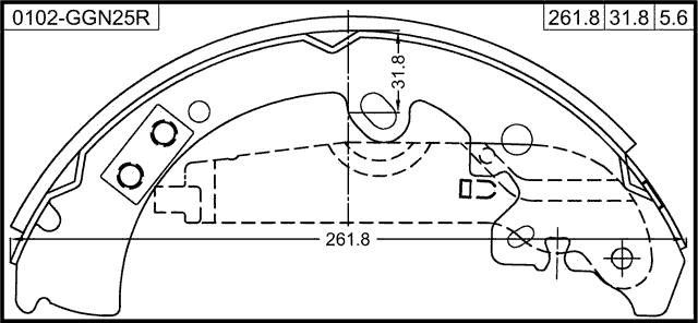 0102-GGN25R - SHOE KIT, REAR BRAKE