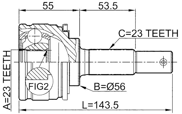 0110-003 - OUTER CV JOINT 23X56X23