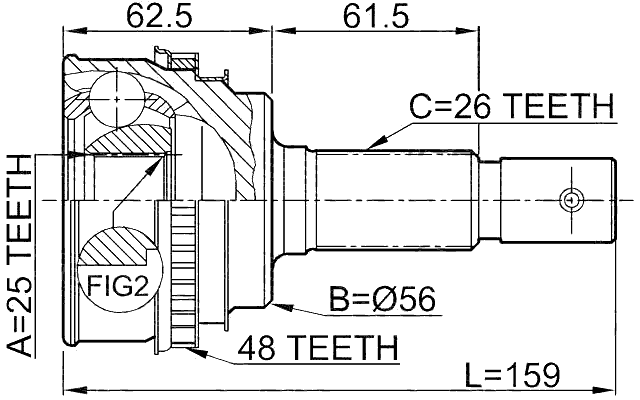 0110-005A48 - OUTER CV JOINT 25X56X26