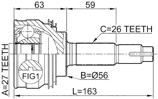 0110-018 - OUTER CV JOINT 27X56X26