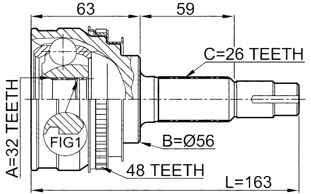 0110-027A48 - OUTER CV JOINT 32X56X26
