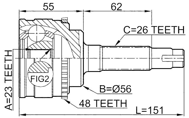 0110-037A48 - OUTER CV JOINT 23X56X26