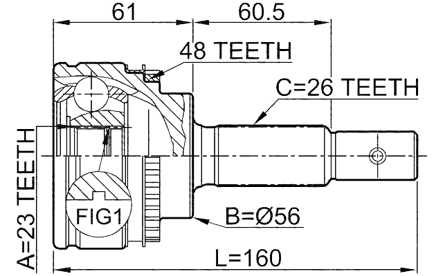 0110-051A48 - OUTER CV JOINT 23X56X26