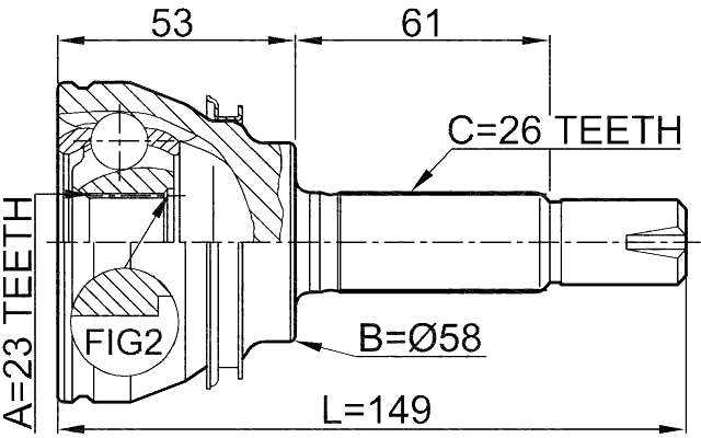 0110-054 - OUTER CV JOINT 23X58X26