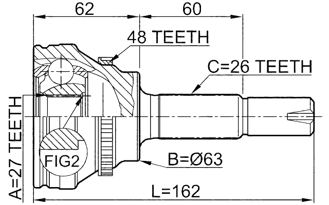 0110-072A48 - OUTER CV JOINT 27X63.3X26