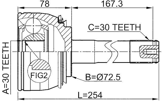 0110-074 - OUTER CV JOINT 30X72.5X30