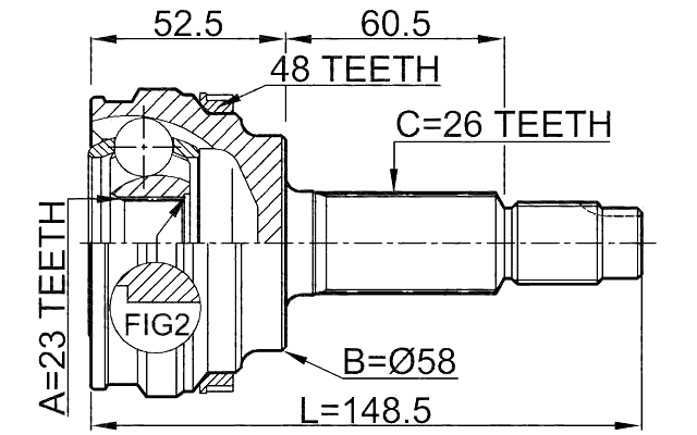 0110-077A48 - OUTER CV JOINT 23X58X26