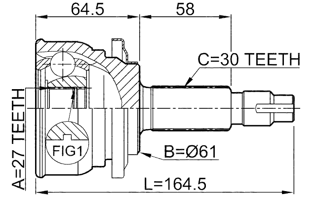 0110-083 - OUTER CV JOINT 27X61X30