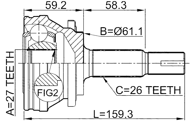 0110-ACA30 - OUTER CV JOINT 27X70X26