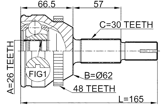 0110-MCV30A48 - OUTER CV JOINT 26X62X30