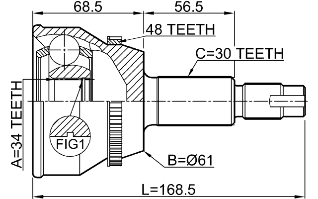 0110-MHU38A48 - OUTER CV JOINT 34X61X30