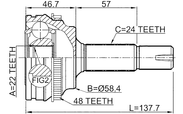 0110-NCP10A48 - OUTER CV JOINT 22X57X24