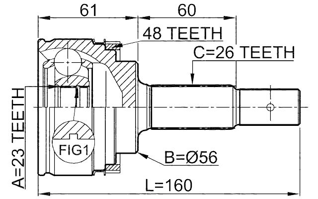 0110-ZZT220A48 - OUTER CV JOINT 23X56X26