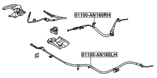 01100-AN160LH - PARKING BRAKE CABLE, LEFT