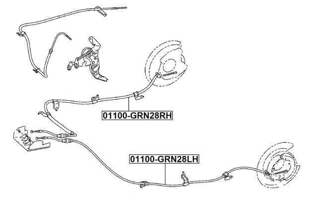 01100-GRN28RH - PARKING BRAKE CABLE, RIGHT