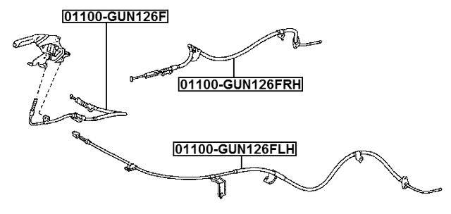 01100-GUN126RH - PARKING BRAKE CABLE, RIGHT