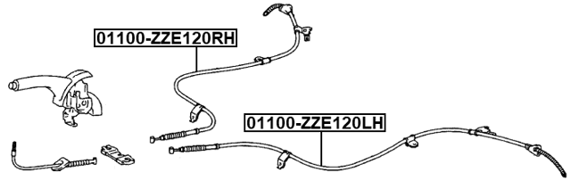 01100-ZZE120LH - PARKING BRAKE CABLE, LEFT