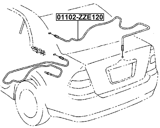 01102-ZZE120 - CABLE ASSEMBLY TAILGATE LOCK CONTROL