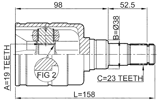 0111-1SZFE - INNER CV JOINT 19X38X23