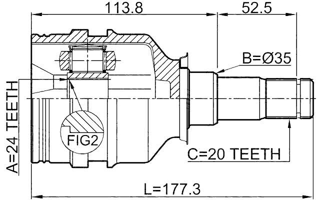 0111-220LH - INNER CV JOINT LEFT 24X35X20