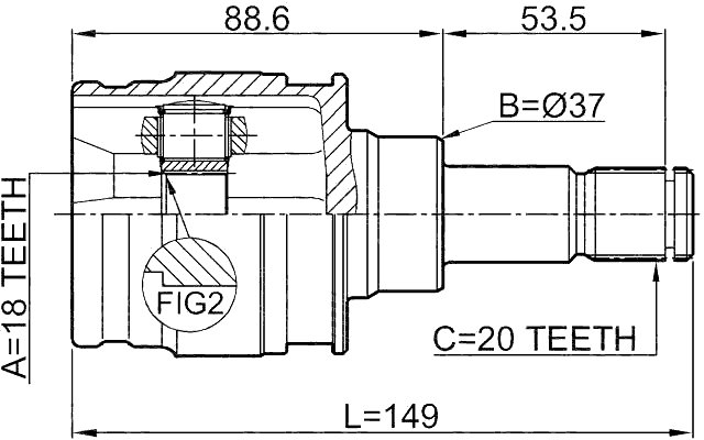 0111-ACA33R - REAR INNER CV JOINT 18X37X20