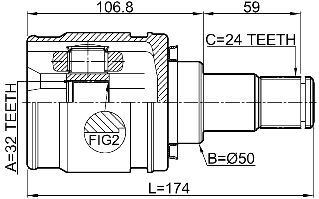0111-ACV51LH - INNER CV JOINT LEFT 32X50X24