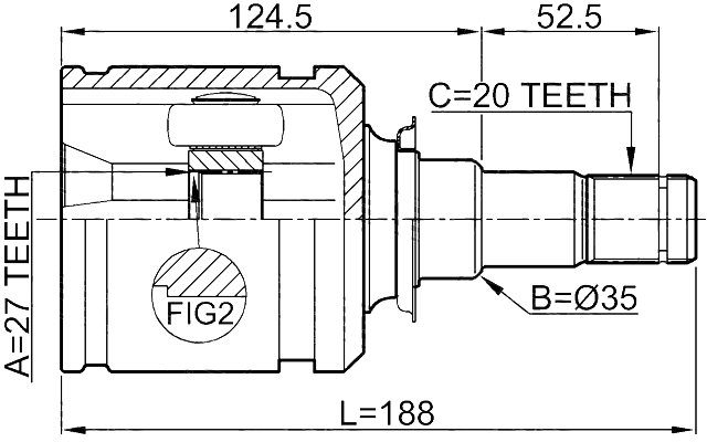 0111-AZT255LH - INNER CV JOINT LEFT 27X35X20
