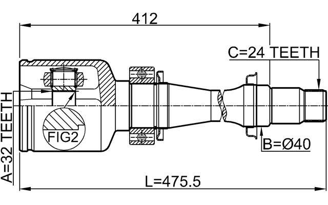 0111-CDT220RH - INNER CV JOINT RIGHT 32X40X24