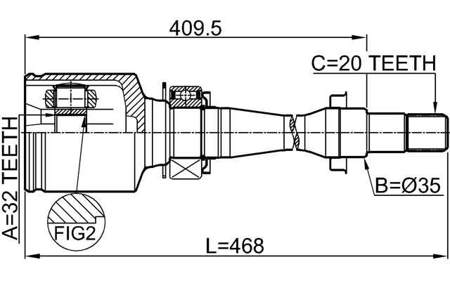 0111-CT220RH - INNER CV JOINT RIGHT 32X35X20
