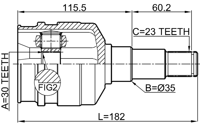 0111-GRX125LH - INNER CV JOINT LEFT 30X35X23