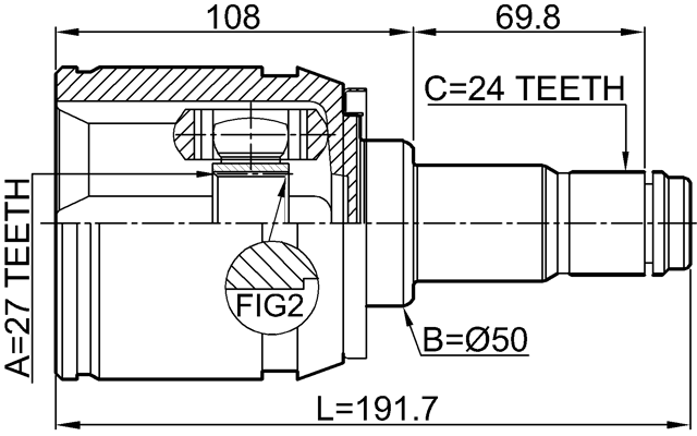 0111-GSL20LH - INNER CV JOINT RIGHT 27X50X24