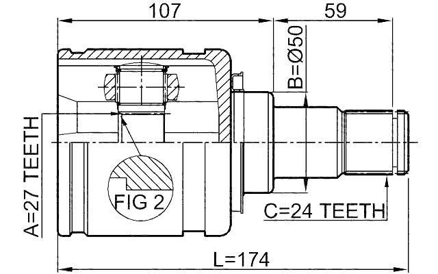 0111-GSV40LH - INNER CV JOINT LEFT 27X50X24