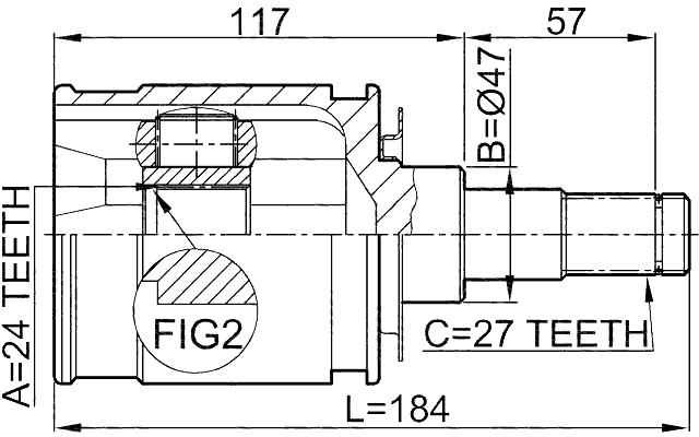 0111-KDJ95 - INNER CV JOINT 24X47X27