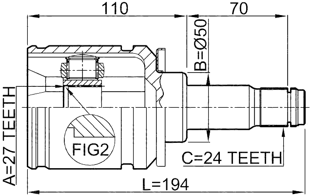0111-MCV30LH - INNER CV JOINT LEFT 27X50X24