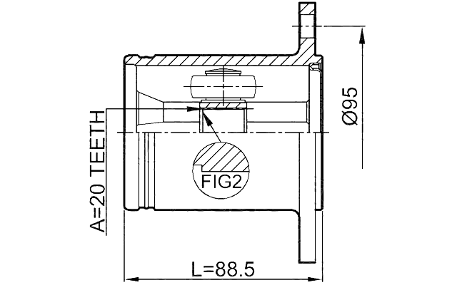 0111-MHU38R - INNER CV JOINT 20X95
