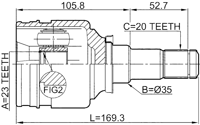 0111-NHW20RH - INNER CV JOINT RIGHT 23X35X20
