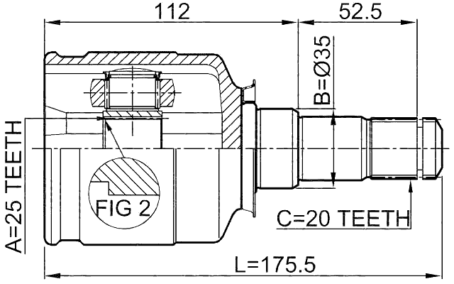 0111-ST215LH - INNER CV JOINT LEFT 25X35X20