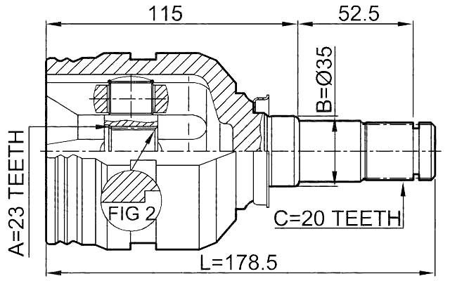 0111-SXM10LH - INNER CV JOINT LEFT 23X35X20