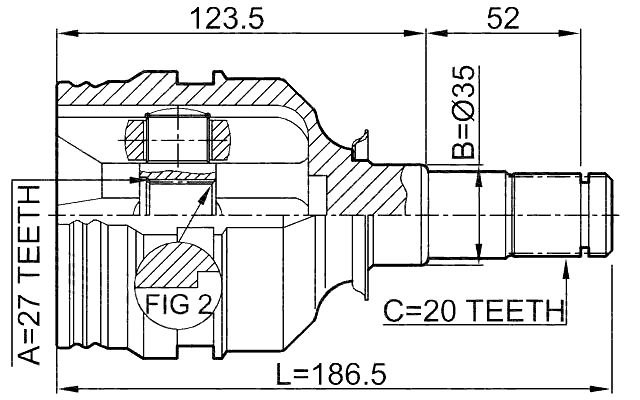 0111-SXV10LH - INNER CV JOINT LEFT 27X35X20