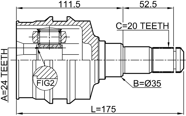 0111-SXV20LH - INNER CV JOINT LEFT 24X35X20