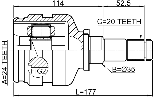 0111-ZNRRH - INNER CV JOINT RIGHT 24X35X20