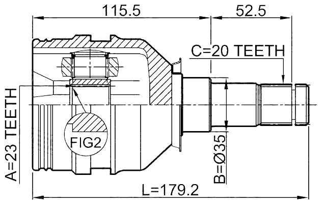0111-ZZT250 - INNER CV JOINT 23X35X20