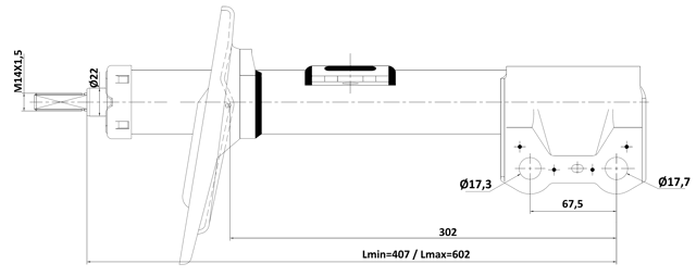 01110-006FL - SHOCK ABSORBER FRONT LEFT GAS.TWIN TUBE