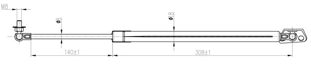 01117-009LH - TAILGATE GAS STRUT LEFT (WITH BRACKET) L468/535N
