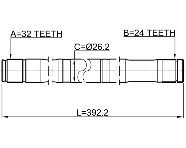 0112-CDT220RH - AXLE HALF SHAFT RIGHT 32X393X24