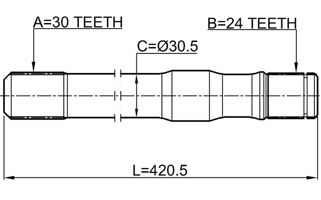 0112-HZJ79RH - AXLE HALF SHAFT RIGHT 30X421X24