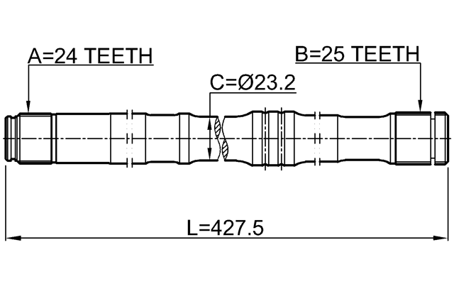 0112-ZNR10LH - AXLE HALF SHAFT LEFT 24X427X25