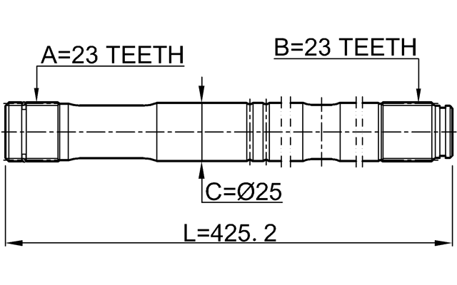 0112-ZZT251LH - AXLE HALF SHAFT LEFT 23X425X23